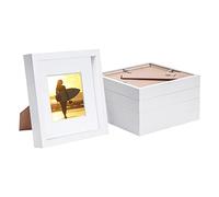 Nicola Spring 8" x 8" White 3D Box Photo Frames - 4" x 4" Mount - White - Pack of 5