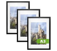 Nicola Spring A3 Picture Frame Black with A4 Mount Acrylic Glass