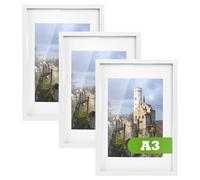 Nicola Spring A3 Picture Frame White with A4 Mount Acrylic Glass