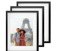 Nicola Spring A3 Picture Frames with A4 Mounts - 3 Pack Black Photo Frame (29.7 x 42cm) - Landscape Portrait Display with Glass Front Aperture for Freestanding & Wall Mounting Certificate, Poster