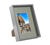 Nicola Spring A4 (8 X 12") Deep Photo Frame - Grey/grey Mount - 3D Deep Box Picture Frame Display Case (31 X 22Cm)