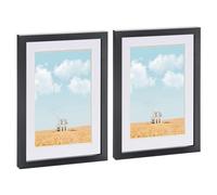 Nicola Spring A4 Picture Frames - 2x Black Photo Frame with White A5 Mount