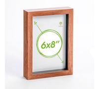 Nicola Spring A5 (6 X 8") Photo Frame - Dark Wood - 3D Photo Frame Picture Frame Box Portrait Display Case (23.5 X 17Cm)