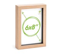 Nicola Spring A5 (6 X 8") Photo Frame - Light Wood - 3D Photo Frame Picture Frame Box Portrait Display Case (23.5 X 17Cm)
