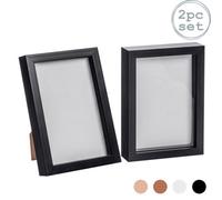 Nicola Spring A5 (6 X 8") Photo Frames - Black - 3D Photo Frame Picture Frame Box Portrait Display Case (23.5 X 17Cm) Set Of 2