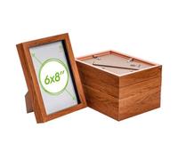 Nicola Spring A5 (6 X 8") Photo Frames - Dark Wood - 3D Photo Frame Picture Frame Box Portrait Display Case (23.5 X 17Cm) Set Of 5