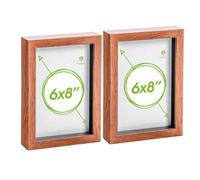 Nicola Spring A5 (6 X 8") Photo Frames - Dark Wood - 3D Photo Frame Picture Frame Box Portrait Display Case (23.5 X 17Cm) Set Of 2