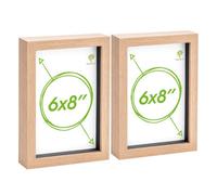 Nicola Spring A5 (6 X 8") Photo Frames - Light Wood 3D Photo Frame Picture Frame Box Portrait Display Case (23.5 X 17Cm) Set Of 2