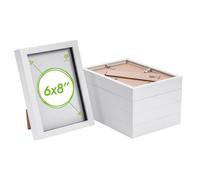 Nicola Spring A5 (6 X 8") Photo Frames - White - 3D Photo Frame Picture Frame Box Portrait Display Case (23.5 X 17Cm) Set Of 5