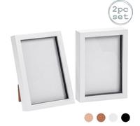 Nicola Spring A5 (6 X 8") Photo Frames - White - 3D Photo Frame Picture Frame Box Portrait Display Case (23.5 X 17Cm) Set Of 2