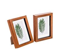 Nicola Spring Brown 2 Piece 5 x 7 3D Shadow Box Photo Frame Set - Craft Display Picture Frame with 4 x 6 Mount - Glass Aperture - Dark Wood