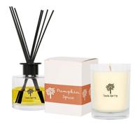 Nicola Spring Candle & Diffuser Set - 160G Pumpkin Spice Soy Wax Jar & 200Ml Reed Diffuser - Autumn Spiced Fragrance