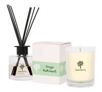 Nicola Spring Candle & Diffuser Set - 160G Sage Retreat Soy Wax Jar & 200Ml Reed Diffuser - Herbal Spa Fragrance Long Burn