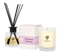 Nicola Spring Candle & Diffuser Set - 160G Summer Berries Soy Wax Jar & 200Ml Reed Diffuser - Fruity Fresh Fragrance Long Burn