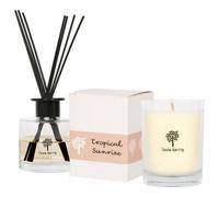 Nicola Spring Candle & Diffuser Set - 160G Tropical Sunrise Soy Wax Jar & 200Ml Reed Diffuser - Fruity Summer Fragrance Long Burn