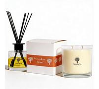 Nicola Spring Candle & Diffuser Set - 400G Pumpkin Spice Soy Wax Jar & 200Ml Reed Diffuser - Autumn Spiced Fragrance Double Wick