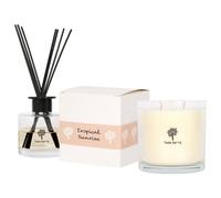 Nicola Spring Candle & Diffuser Set - 400G Tropical Sunrise Soy Wax Jar & 200Ml Reed Diffuser Fruity Summer Fragrance Double Wick