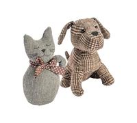Nicola Spring Cat & Dog Door Stops - 19 x 26.5cm - Brown - Pack of 2 - Indoor Vintage Interior Decorative Weighted Door Stopper Animal Doorstop for Home, Office Doors