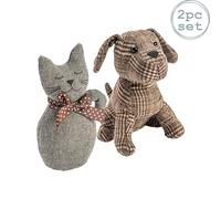 Nicola Spring Cat & Dog Door Stops Set - Milo & Jasper in Brown Nicola Spring Brown