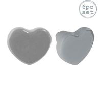 Nicola Spring Ceramic Cabinet Knobs - Grey Heart - Pack Of 6