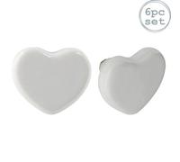 Nicola Spring Ceramic Cabinet Knobs - White Heart - Pack Of 6