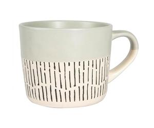 Nicola Spring Ceramic Coffee Mug - 475ml - Grey Dipped Dash Stoneware Coffee Cups Dishwasher & Microwave Safe Large Tea Mugs for Hot Drinks, Hot Chocolate, Tea