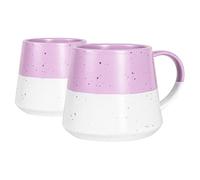 Nicola Spring Ceramic Coffee Mugs Set - 370ml - Pack of 2 Lavender Dipped Flecked Stoneware Coffee Cups Dishwasher & Microwave Safe Large Tea Mugs for Hot Drinks, Hot Chocolate, Tea