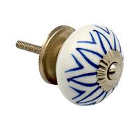 Nicola Spring Ceramic Cupboard Drawer Handle Knob - Floral Design - Light Blue