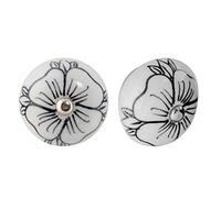 Nicola Spring Ceramic Cupboard Drawer Handle Knobs - Floral Design - Flower Bud - Pack of 12