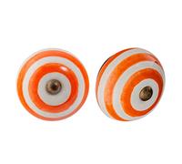 Nicola Spring Ceramic Cupboard Drawer Handle Knobs - Stripe Design - Orange - Pack of 24