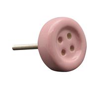 Nicola Spring Ceramic Cupboard Drawer Knobs - Button Design - Pink - Pack of 6