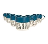 Nicola Spring Ceramic Dipped Dash Coffee Mugs - 475Ml - Blue - Pack Of 6