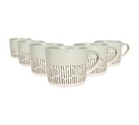 Nicola Spring Ceramic Dipped Dash Coffee Mugs - 475Ml - Grey - Pack Of 6