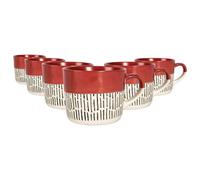 Nicola Spring Ceramic Dipped Dash Coffee Mugs - 475Ml - Red - Pack Of 6