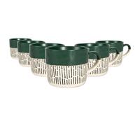 Nicola Spring Ceramic Dipped Dash Coffee Mugs - 475Ml - Sage - Pack Of 6