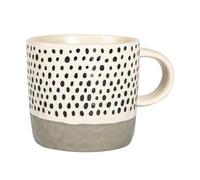 Nicola Spring Ceramic Dipped Dots Coffee Mug - 385Ml - Grey
