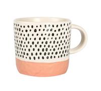 Nicola Spring Ceramic Dipped Dots Coffee Mug - 385Ml - Pink