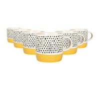 Nicola Spring Ceramic Dipped Dots Coffee Mugs - 385Ml - Mustard - Pack Of 6