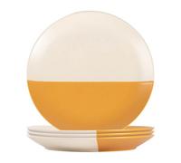 Nicola Spring Ceramic Dipped Flecked Dinner Plates - 20.5Cm - Mustard - Pack Of 4