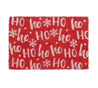 Nicola Spring Christmas Coir Door Mat 60 x 40cm Ho Ho Ho Red in Brown | Size: 40 cm x 60 cm Nicola Spring Brown 40 cm x 60 cm