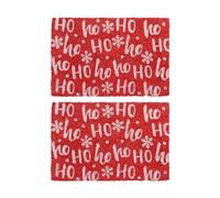 Nicola Spring Christmas Door Mat - 60 x 40cm - Ho Ho Ho Red - Pack of 2 - Indoor Outdoor Coir Doormat Xmas Decor Holiday Season Decorative Front Scraper Rug Floor Mat
