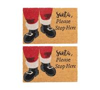 Nicola Spring Christmas Door Mat - 60 x 40cm - Santa - Pack of 2 - Indoor Outdoor Coir Doormat Xmas Decor Holiday Season Decorative Front Scraper Rug Floor Mat