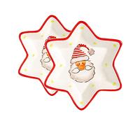 Nicola Spring Christmas Serving Plates - 18cm - White - Pack of 2 - Star Shaped Novelty Festive Serving Dinner Plate Decorative Xmas Food Tray with Raised Lip