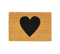 Nicola Spring Coir Door Mat - 60 X 40Cm - Black Heart - Indoor Outdoor Floor Mat Dirt Trapper Rug Non Slip Backing Doormat