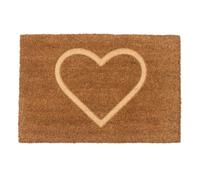 Nicola Spring Coir Door Mat - 60 X 40Cm - Embossed Heart - Indoor Outdoor Floor Mat Dirt Trapper Rug Non Slip Backing Doormat