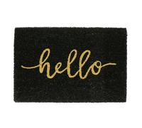 Nicola Spring Coir Door Mat - 60 X 40Cm - Hello - Black Indoor Outdoor Floor Mat Dirt Trapper Rug Non Slip Backing Doormat