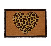 Nicola Spring Coir Door Mat - 60 X 40Cm - Leopard Heart