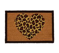 Nicola Spring Coir Door Mat - 60 x 40cm - Leopard Heart in Brown | Size: 40 cm x 60 cm Nicola Spring Brown 40 cm x 60 cm