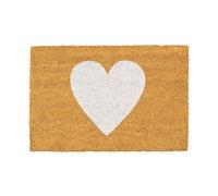 Nicola Spring Coir Door Mat - 60 X 40Cm - White Heart - Indoor Outdoor Floor Mat Dirt Trapper Rug Non Slip Backing Doormat
