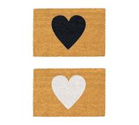 Nicola Spring Coir Door Mat Set - 60 X 40Cm - Hearts - 2X Indoor Outdoor Floor Mat Dirt Trapper Rug Non Slip Backing Doormat